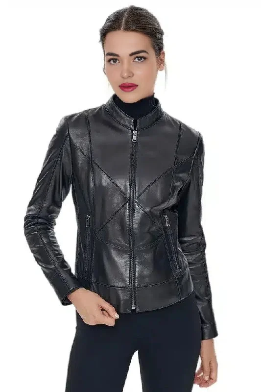 Ximena Black Stylish Women Leather Jacket Jacket Blazer Coat