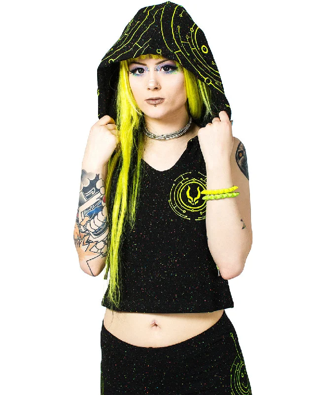 CROP VEST HOODIE TECFACE Hoodie with Raglan Sleeves Sporty Comfortable