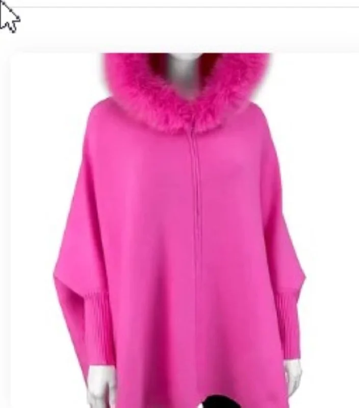 Mitchie's Matchings Women's Zip Up Hoodie with Fox Fur Trim Hoodie with Set-In Sleeves Structured Classic