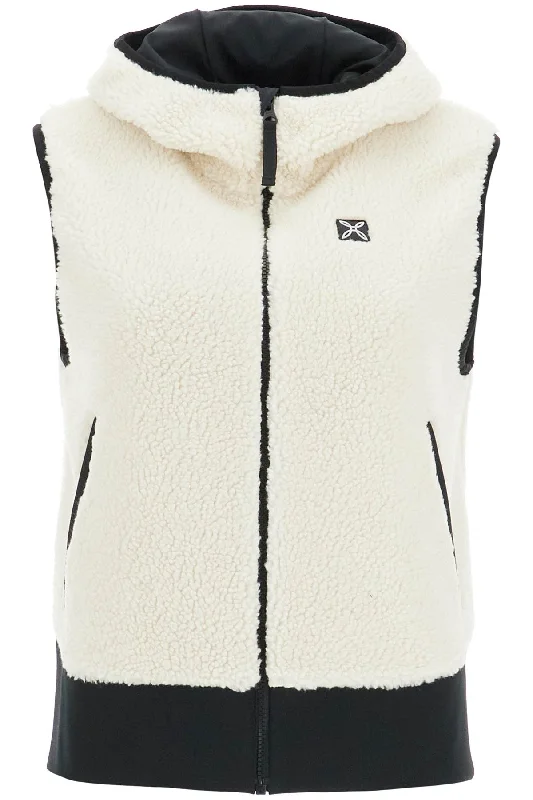 Sherpa Hooded Vest With Hoodie with Hem Drawcord Adjustable Customizable