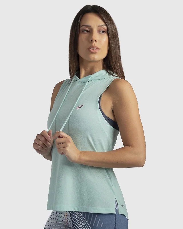 Sleeveless Hoodie in Barely Blue Hoodie with Lining Warm Insulated