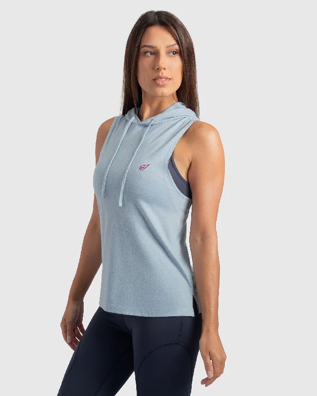 Sleeveless Hoodie in Celestial Blue Hoodie with Thumb Holes Functional Cozy