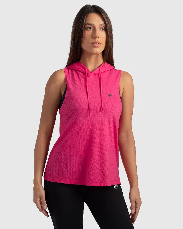 Sleeveless Hoodie in Pink Hoodie with Pattern Geometric Abstract
