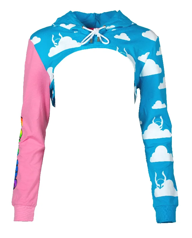 SUPER CROP HOODIE CLOUD PLAI Hoodie with Elastic Cuffs Stretchable Comfortable