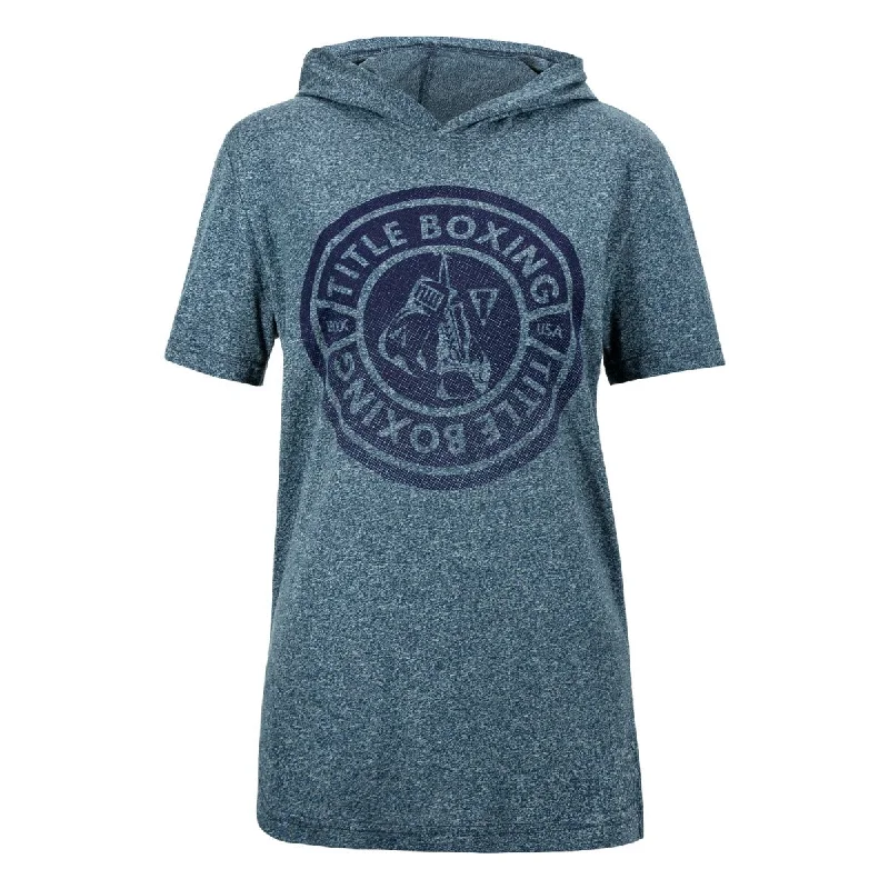 TITLE Boxing Women's Vintage Short Sleeve Hooded Tee Hoodie with Velcro Closure Adjustable Secure