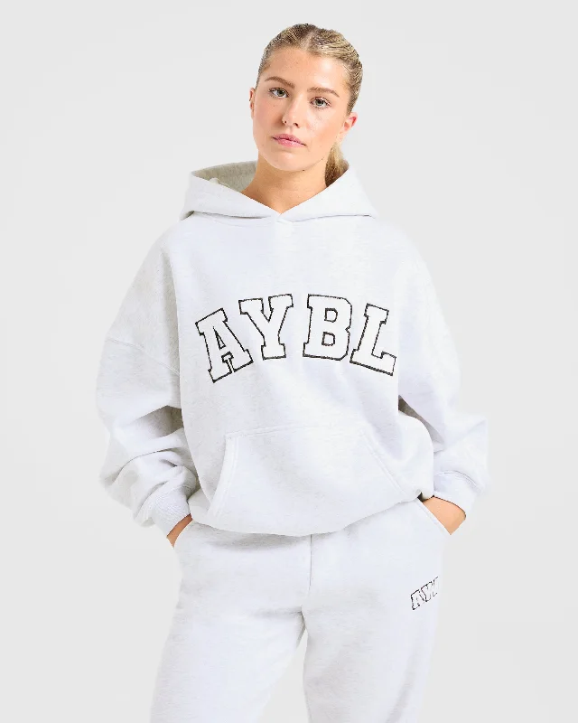 Varsity Oversized Hoodie - Heather Grey Hoodie with Hem Contrast Bold Stylish