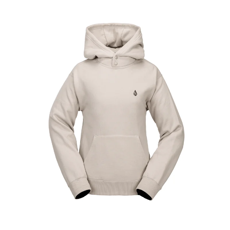 Volcom Women's Costus P/O Fleece Hoodie - Stone Hoodie with Hem Embroidery Detailed Premium