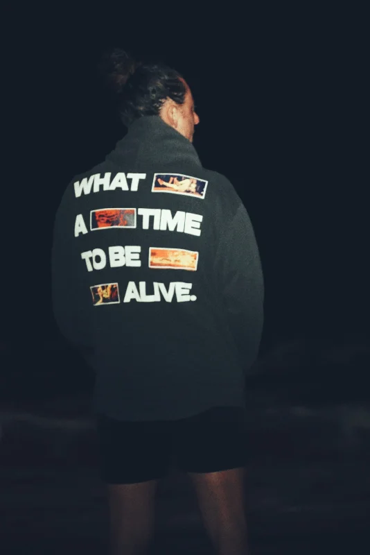 'What a Time' Hoodie Hoodie with High-Low Hem Asymmetrical Trendy