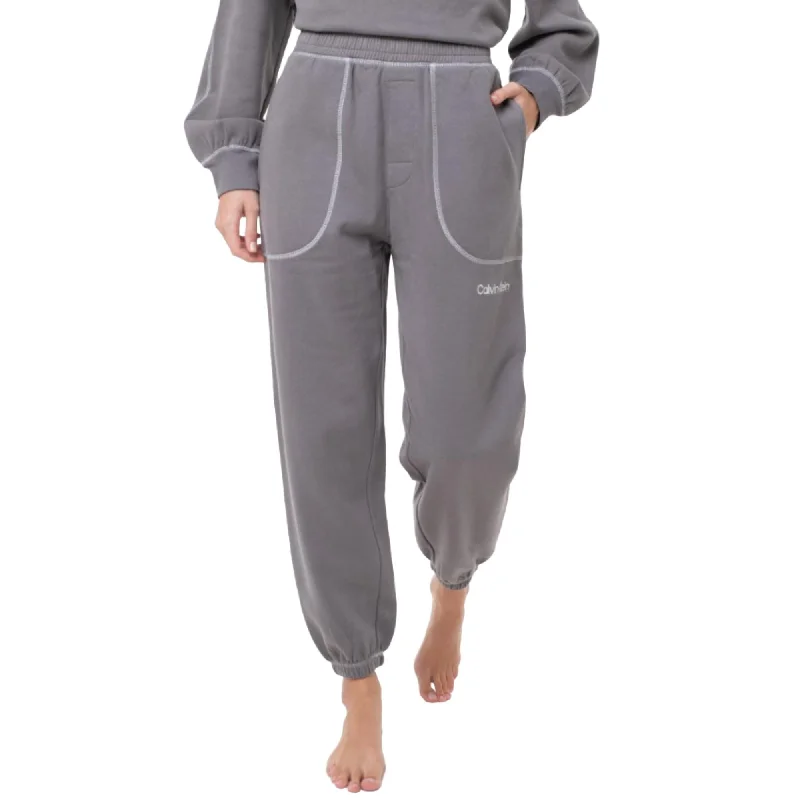 Calvin Klein Women's Grey Jogger Pant Comfortable Wide-Leg Pants