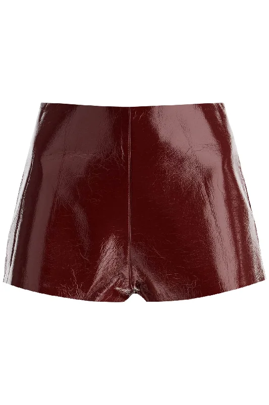 Polly Faux Leather Effect Hot Pants  - Red Classic Flared Pants