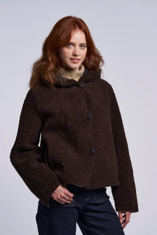 398HD Reversible shearling hooded city parka Cotton Hoodie Fleece Lining Warmth