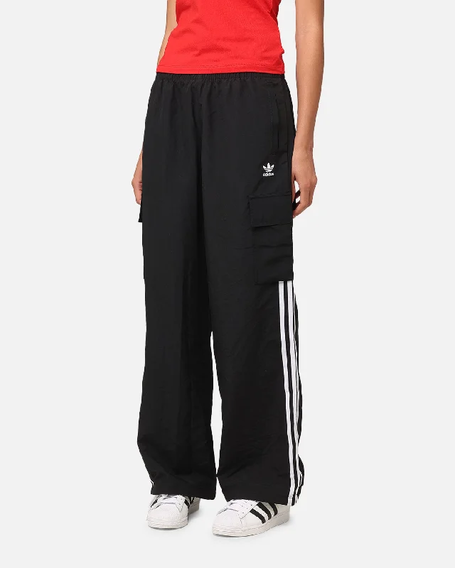 Adidas Women's 3-Stripe Cargo Pants Black Relaxed High-Waist Trousers