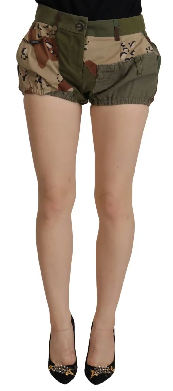 Army Green High-Waist Hot Pants Formal Wide-Leg Pants