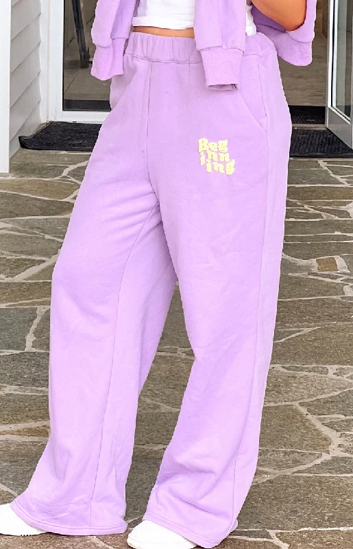 Beginning Purple Snuggle Track Pants Casual Sweatpants Style