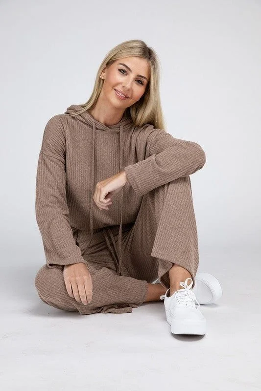 Beige Textured Top and Pants Set Classic Bootcut Trousers