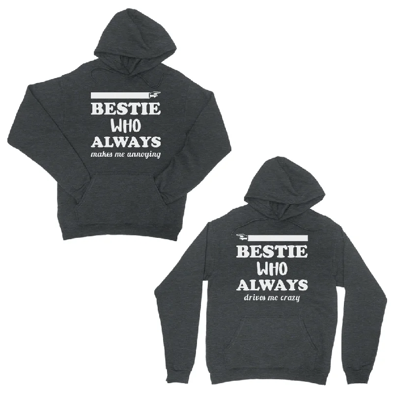 Bestie Always Matching Hoodies Dark Grey Funny BFF Christmas Gift Hoodie with Hem Detail Decorative Unique