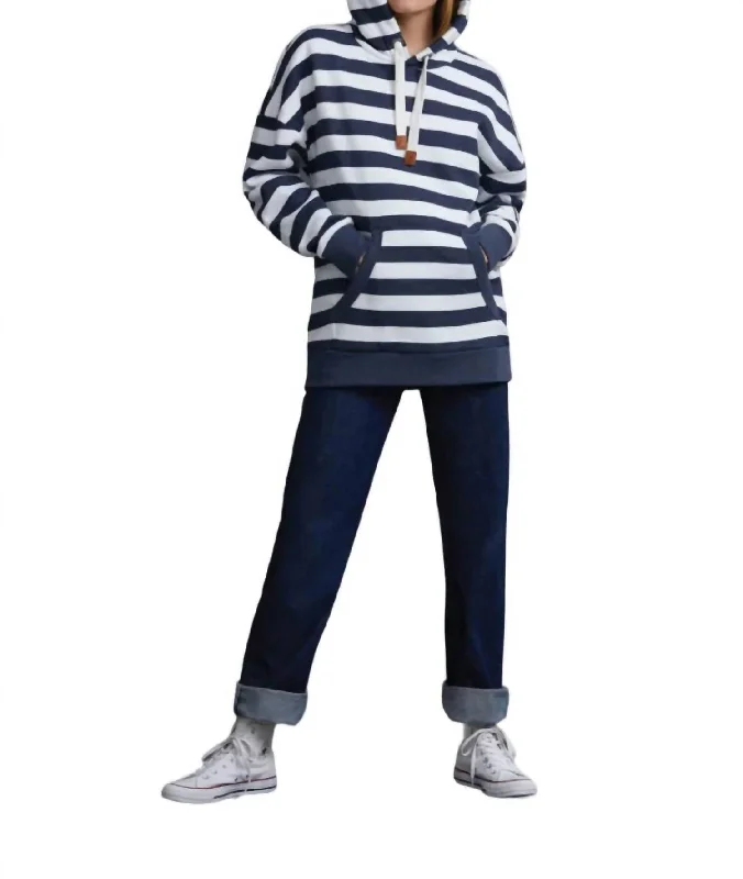 Billie Hoodie In Navy/white Hoodie with Pattern Geometric Abstract