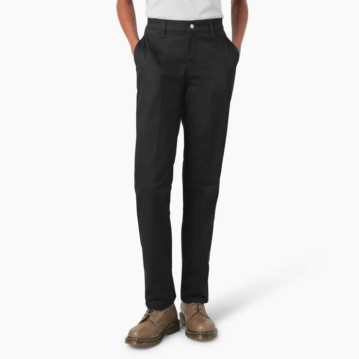 Dickies Women's Super Flex Straight Leg Work Pant Fashionable Button-Up Pants