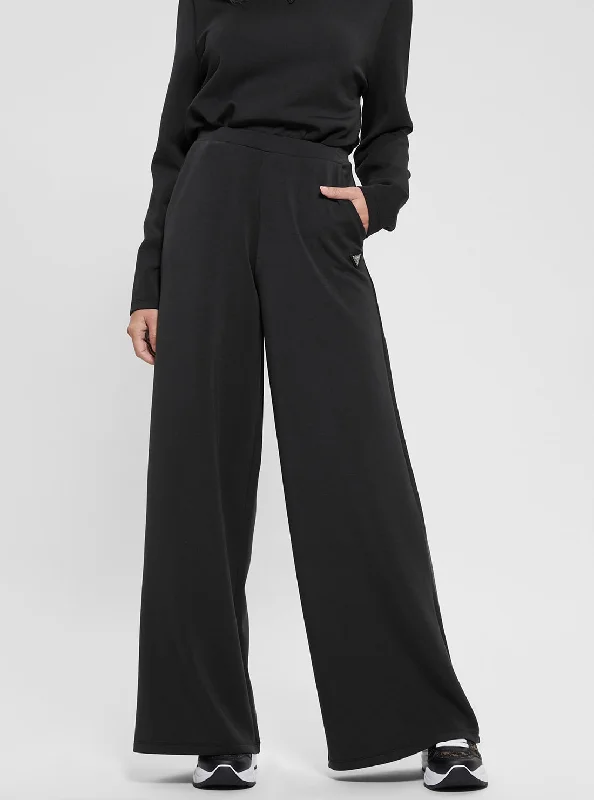 Eco Black Olympe Wide Leg Pant Chic Checkered Pants