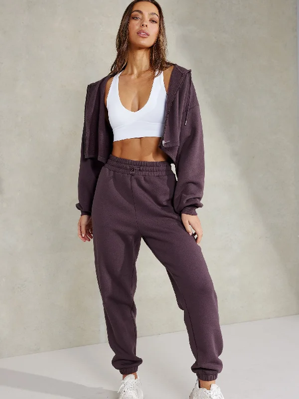 Embody Oversized Track Pants - Plum Trendy Tapered Pants