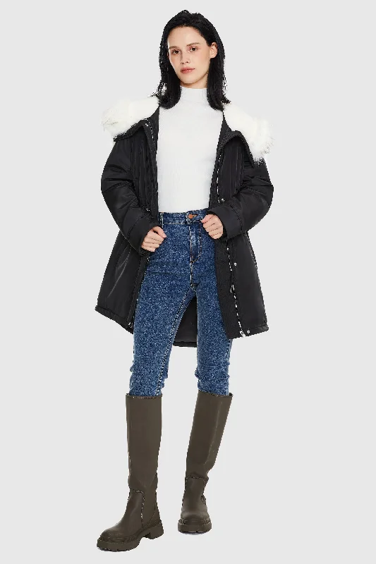 Fleece Lined Hooded Winter Parka Hoodie with Camouflage Military Edgy