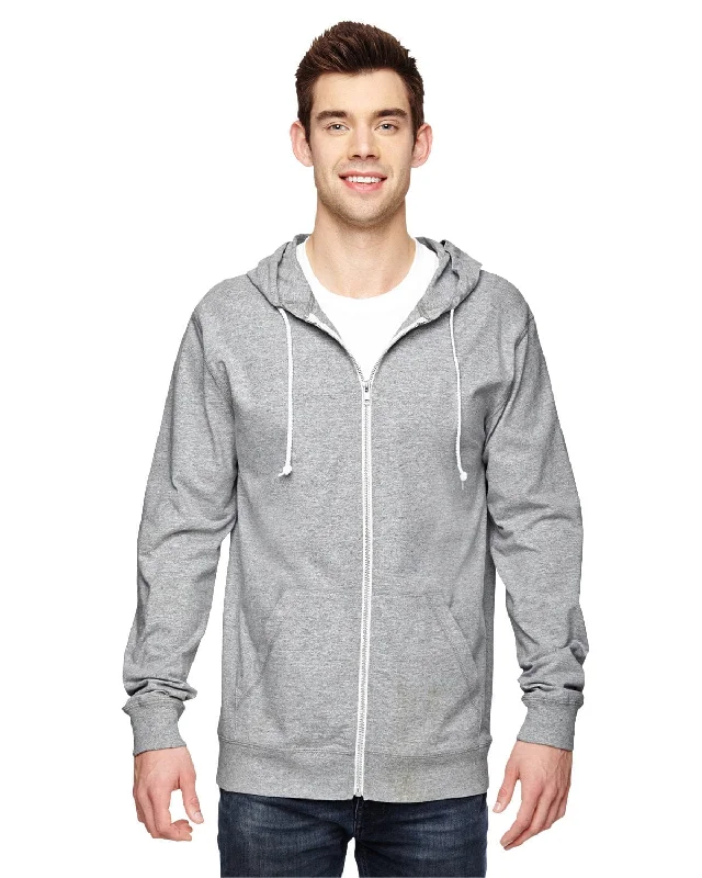 Fruit of the Loom Sofspun 100% Cotton Full-Zip Hoodie | Athletic Heather Hoodie with Hem Raw Edge Edgy Unfinished