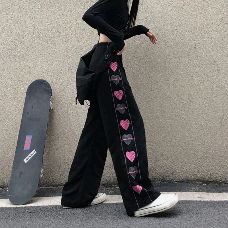 Harajuku love sports pants yv31017 Chic Faux Leather Pants