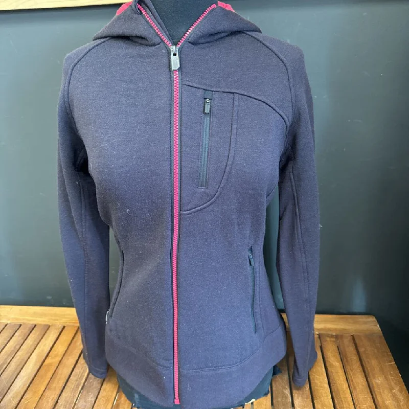 icebreaker - Women's Full-Zip Merino Hoodie - MSRP $340: Purple/Pink-women-LG Hoodie with Embroidery Detailed Premium