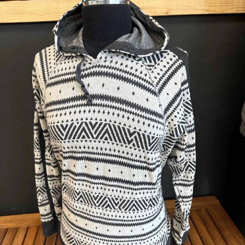 icebreaker - Women's Hooded Merino Wool L/S Top - MSRP comp $250: White/Grey-women-XS Hoodie with Batwing Sleeves Loose Dramatic