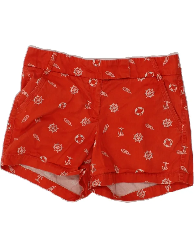 J. CREW Womens Abstract Pattern Hot Pants US 10 Large W34  Red Cotton Stylish Slim Trousers