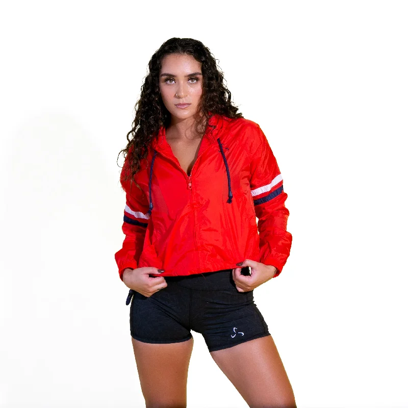 Women's Windbreaker Hoodie Hoodie with Hem Embroidery Detailed Premium