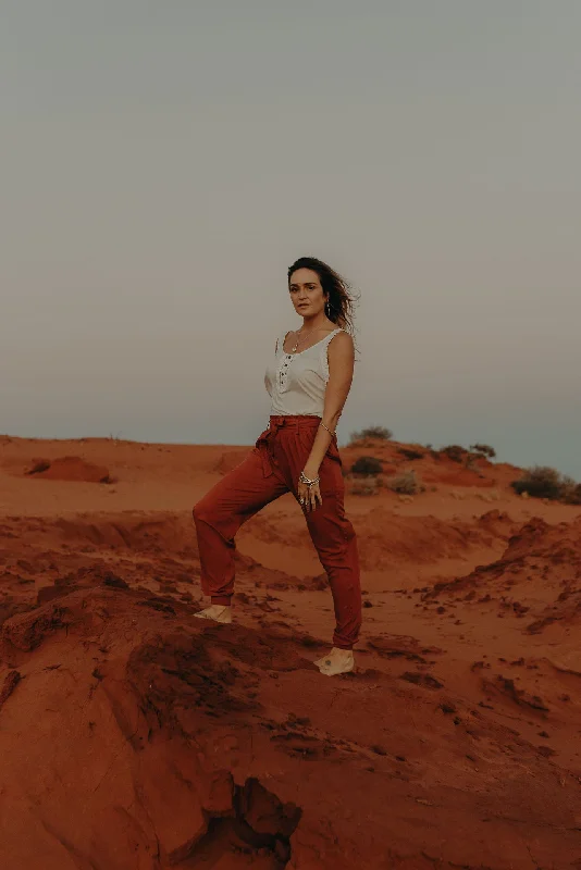 Lounge Pants - burnt ochre Comfortable Denim Pants