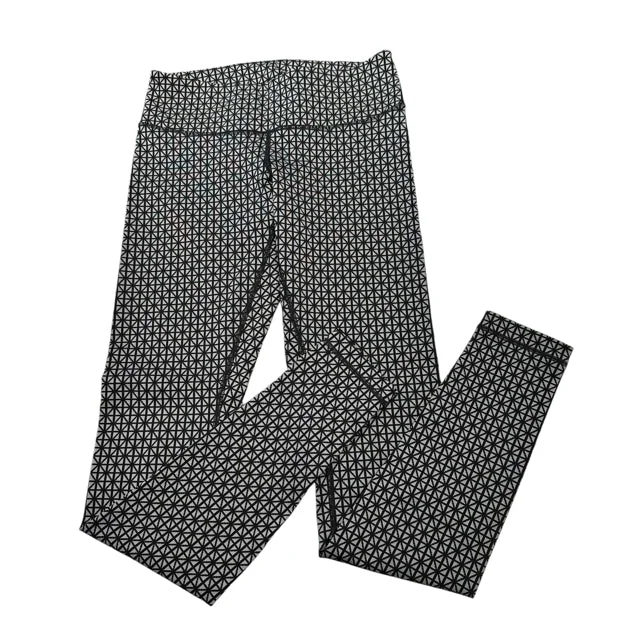 Lululemon Black Print Pants Active Women's Size 4 Trendy High-Waist Trousers