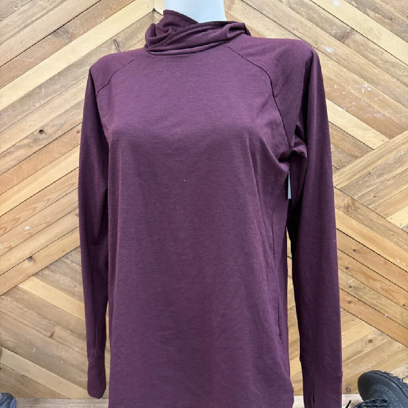 MEC - Women's Hooded L/S Merino-Blend Baselayer Top: Purple-women-LG Hoodie with Camouflage Military Edgy