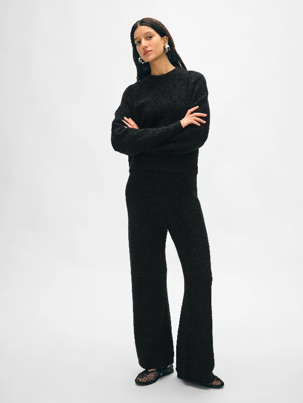 Merino Cashmere Bouclé Wide Leg Pant Formal Dress Pants