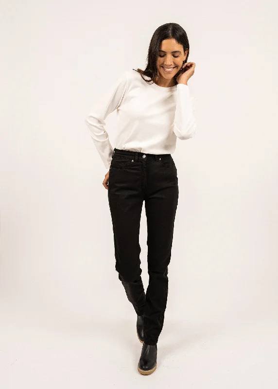 Mimosa high waist pants - slim fit, in stretch cotton (NOIR) Trendy Palazzo Pants