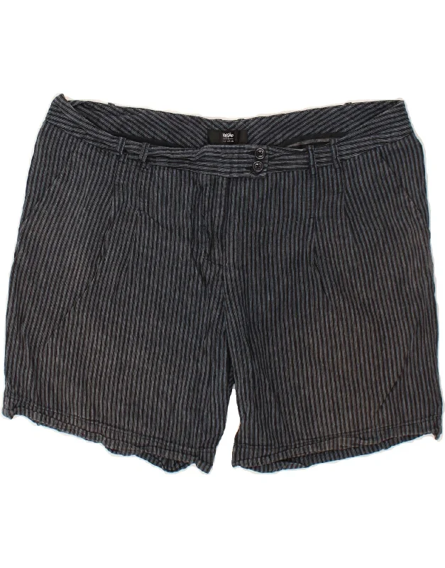 MOSSIMO Womens Hot Pants US 18 2XL W38 Black Striped Linen Lightweight Linen Pants