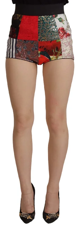 Multicolor Patchwork High Waist Hot Pants Relaxed Lounge Trousers
