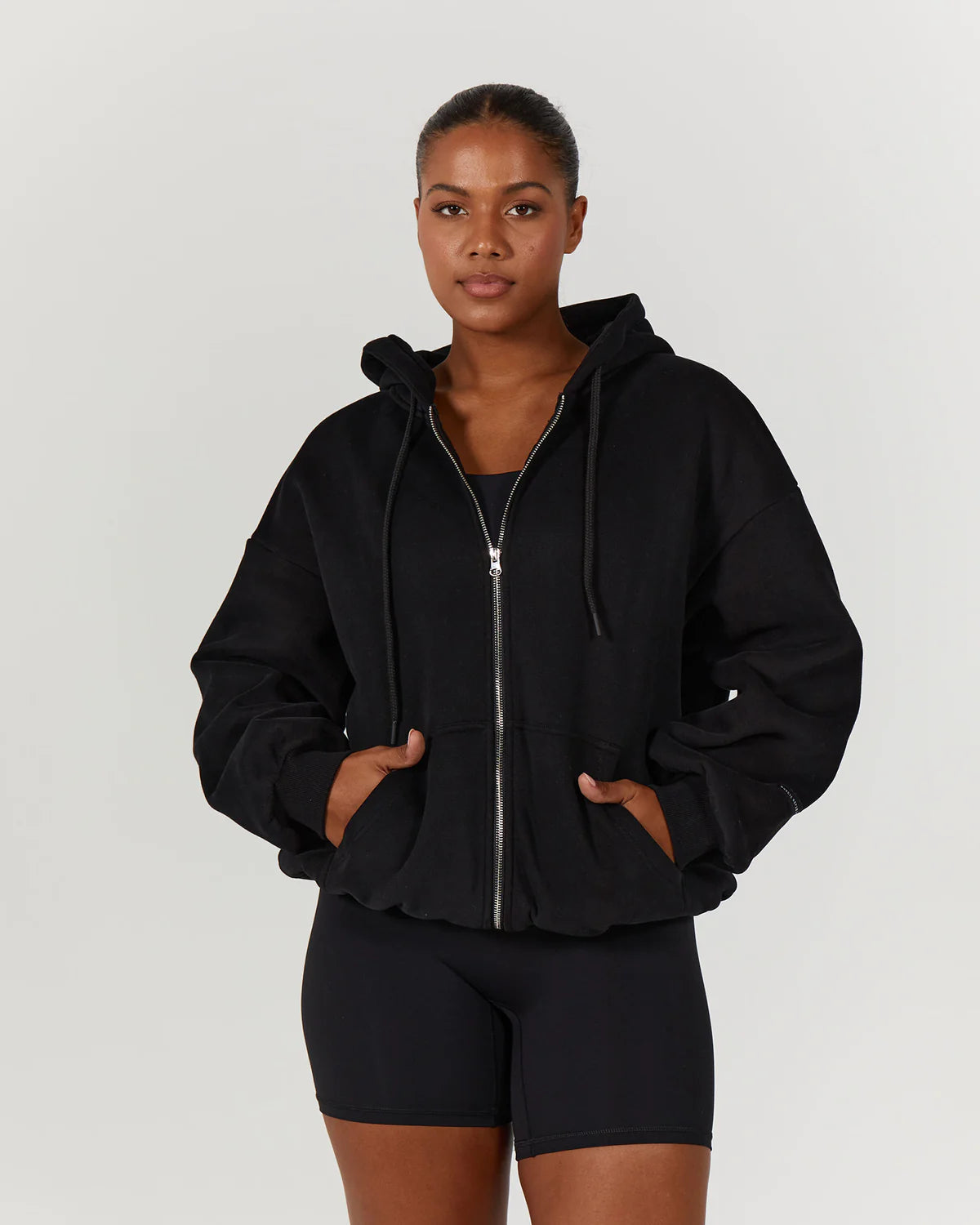 Muscle Republic | Oversized Zip Up Hoodie - Black Hoodie with Velcro Closure Adjustable Secure