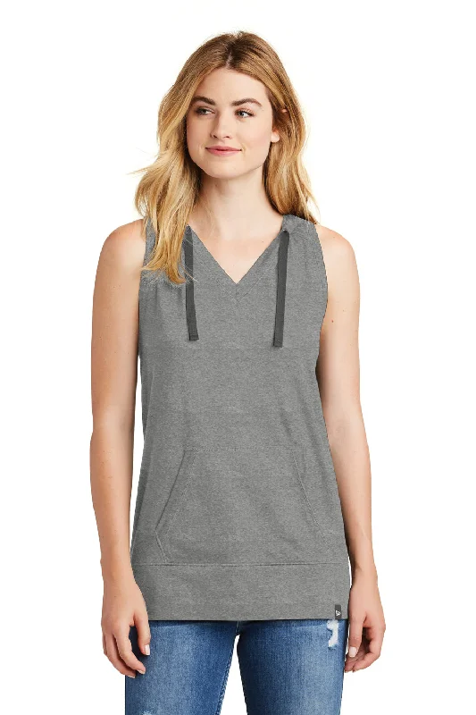 New Era Womens Heritage Hooded Tank Top - Heather Shadow Grey Hoodie with Camouflage Military Edgy