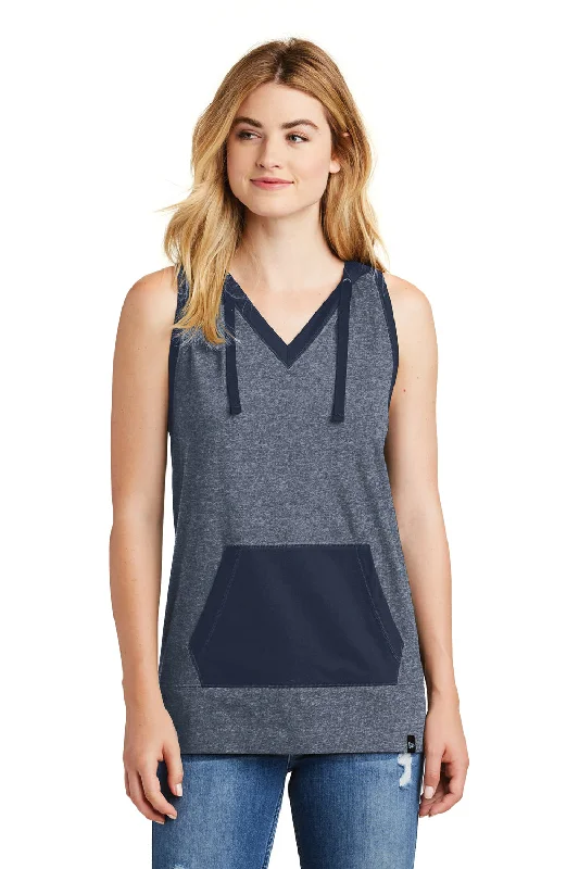 New Era Womens Heritage Hooded Tank Top - Navy Blue/Navy Blue Twist Hoodie with Ribbed Cuffs Snug Fit Comfort