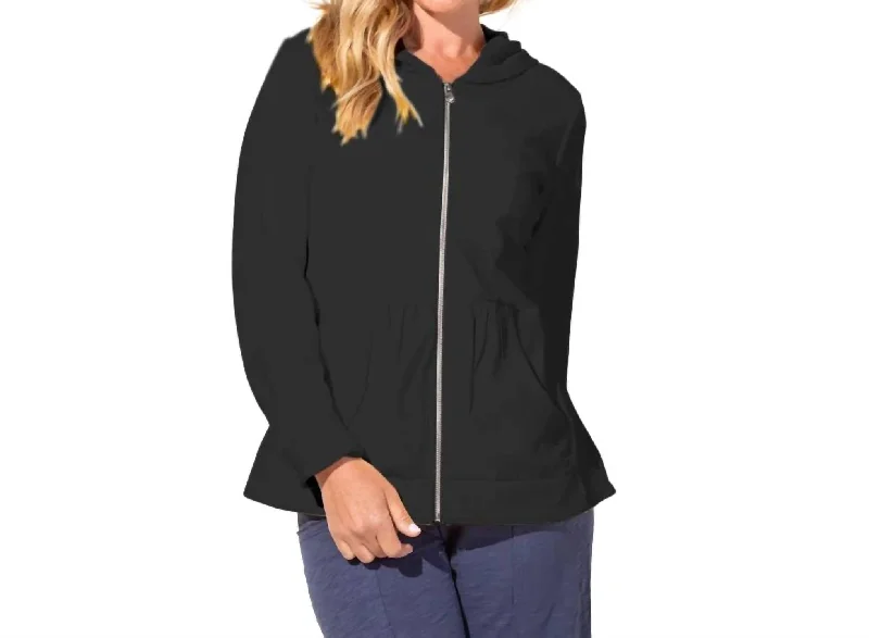 Ocean Front Beach Hoodie In Black Hoodie with Illustration Artistic Creative