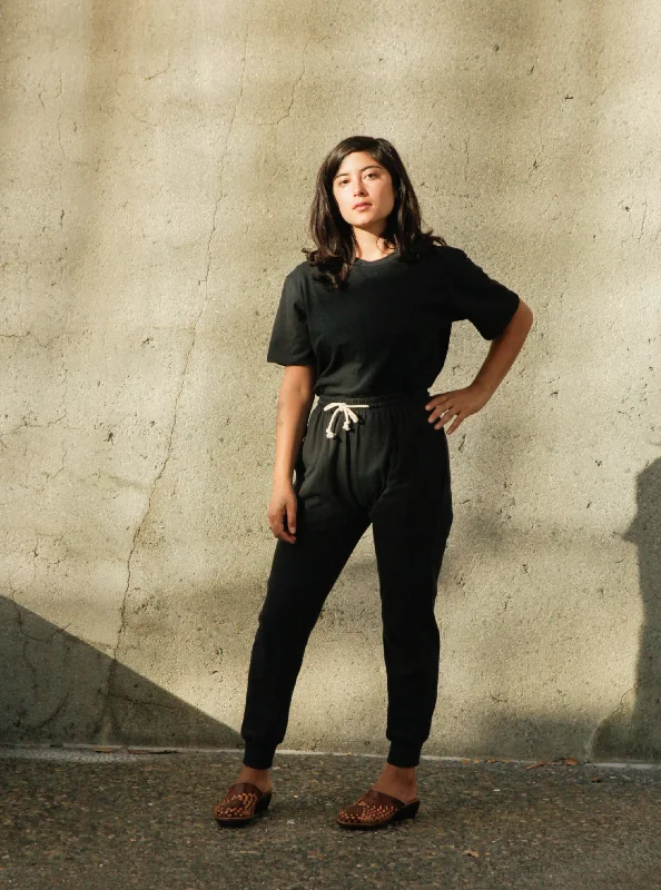 Women's Organic Jogger Pants - Black Casual Wide Pants