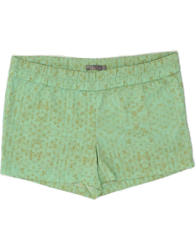 PRANA Womens Abstract Pattern Hot Pants Small W30 Green Polyester Relaxed High-Waist Trousers