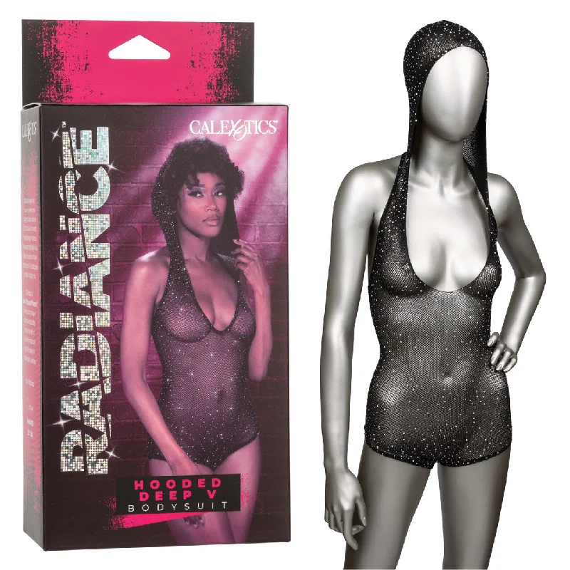 Radiance™ Hooded Deep V Body Suit Hoodie with Puffed Sleeves Voluminous Trendy