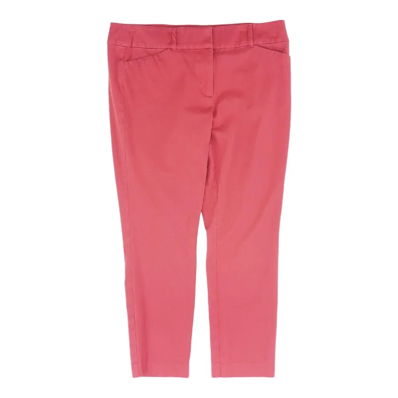 Red Solid Capri Pants Relaxed High-Waist Trousers