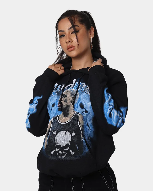 Rodman Brand Rodman Skulls Vintage Hoodie Black Wash Hoodie with Distressed Vintage Worn
