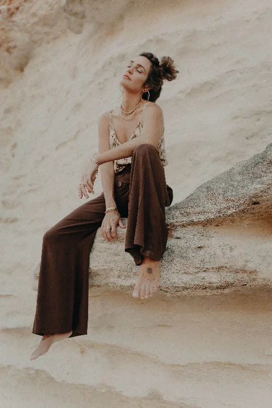 Sienna Wide Leg Pants - chocolate Slim Fit Casual Pants