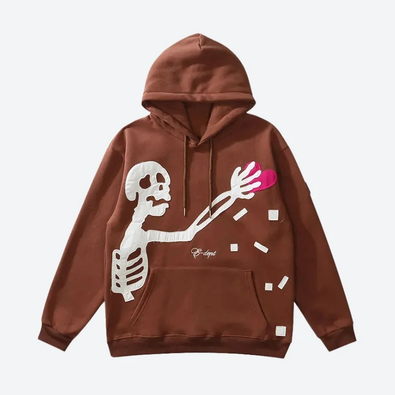Skeleton Patch Hoodie Hoodie with Velcro Closure Adjustable Secure