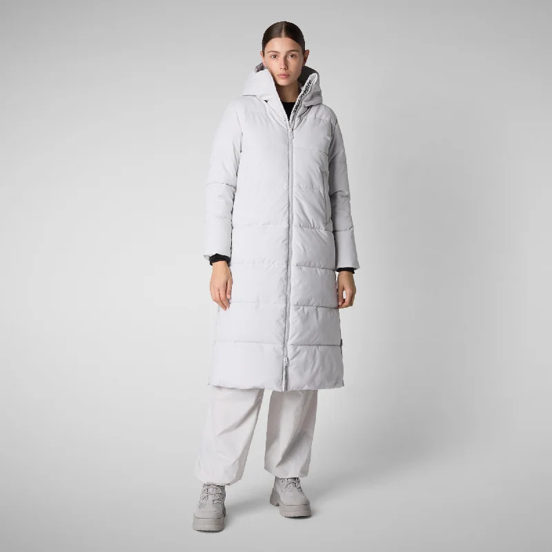 Women's Hooded Parka Missy in fog grey Hoodie with Pattern Geometric Abstract
